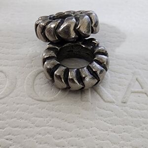 2 Pandora Silver Heart Row Spacer